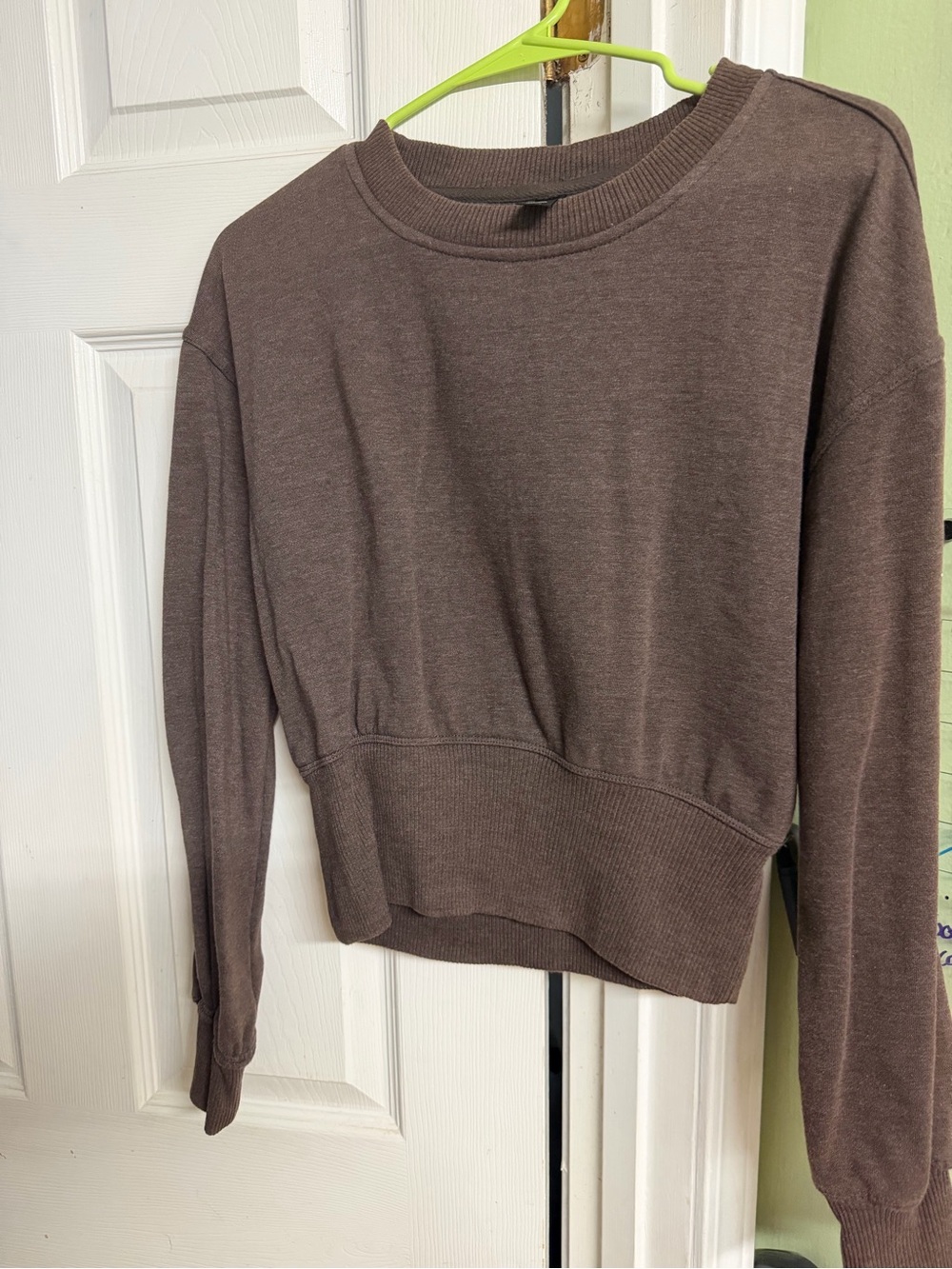 90 Degree By Reflex Brown Crewneck Pullover Sweatshirt